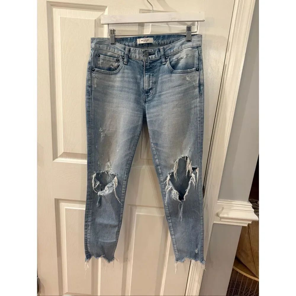 Moussy Vintage Distressed Raw Hem Jeans sz 27